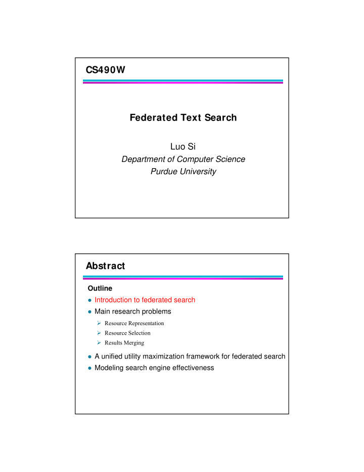 cs490w federated text search