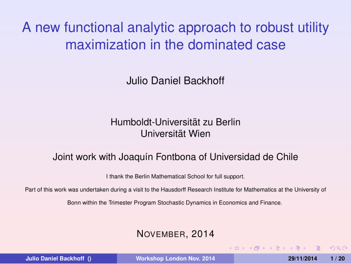 a new functional analytic approach to robust utility