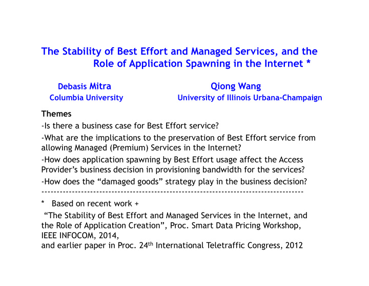 the stability of best effort and managed services and the