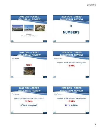 3  NUMBERS  Presented by:  William C. Throne, CCIM, SIOR, ALC  2009 ODU / CREED  2009 ODU / CREED
