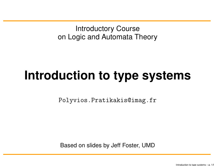 introduction to type systems