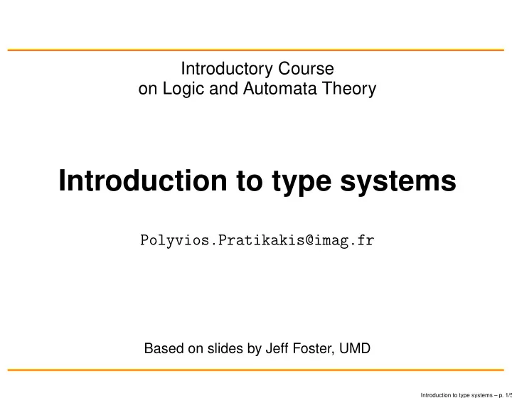 introduction to type systems