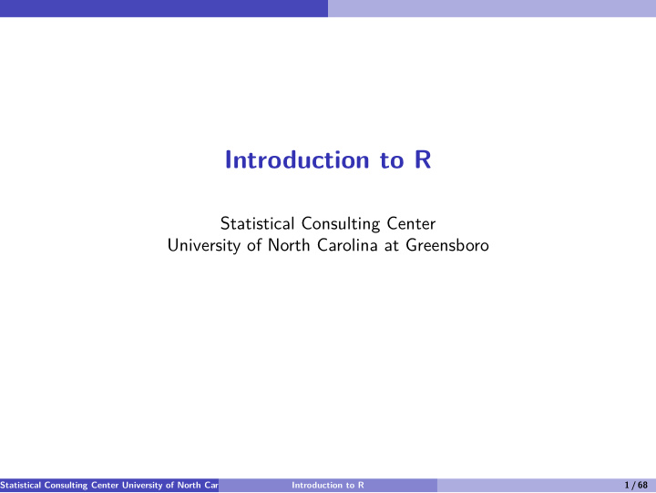 introduction to r