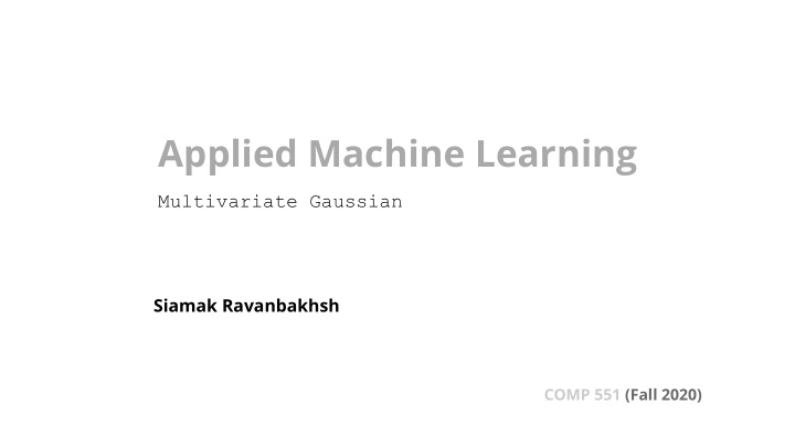 applied machine learning