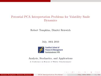 Potential PCA Interpretation Problems for Volatility Smile  Dynamics  Robert Tompkins, Dimitri