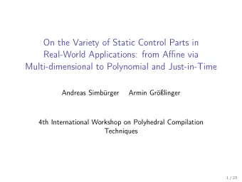 On the Variety of Static Control Parts in  Real-World Applications: from Affine via