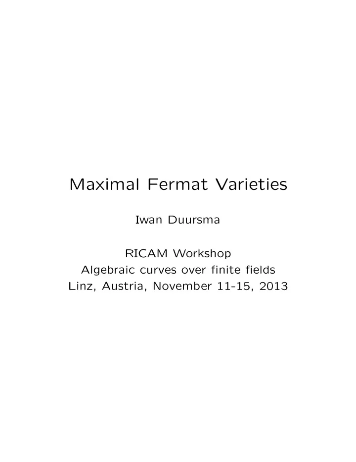 maximal fermat varieties