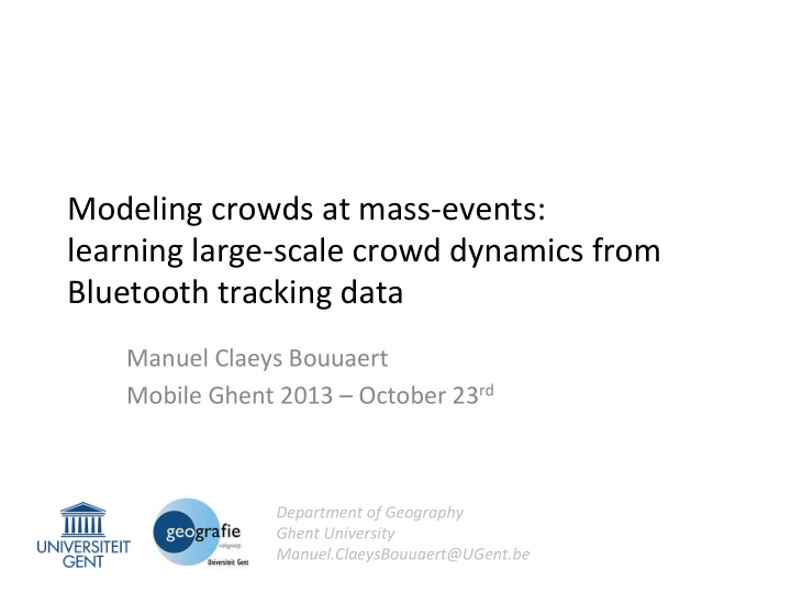 modeling crowds at mass events learning large scale crowd