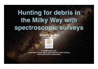 Hunting for debris in  the Milky Way with  spectroscopic surveys  Gregory Ruchti  Lund Observatory