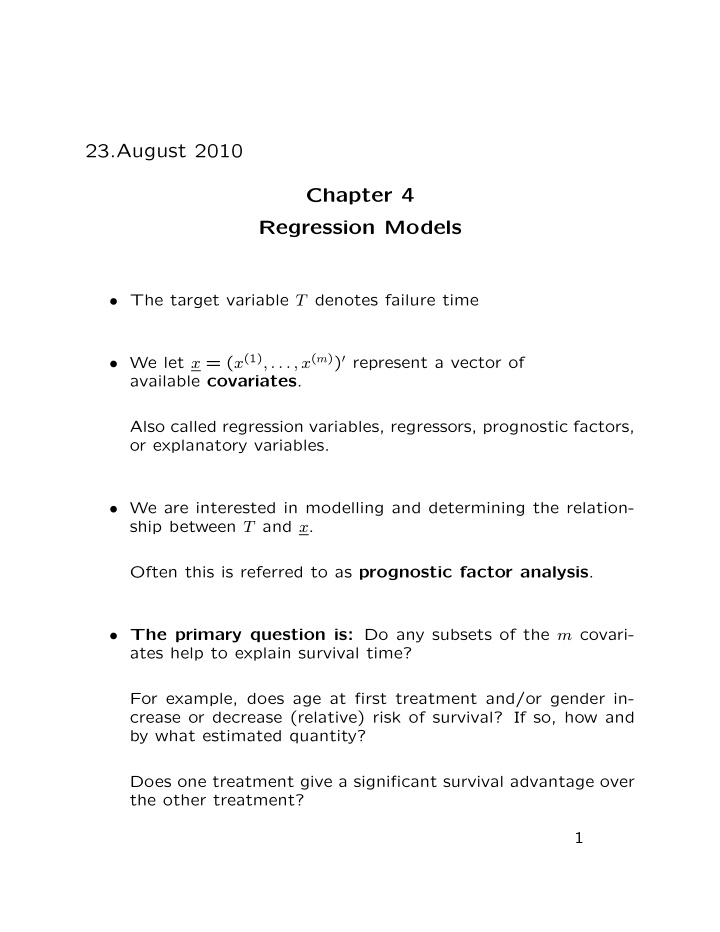 23 august 2010 chapter 4 regression models
