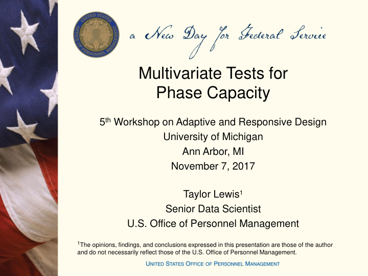 multivariate tests for phase capacity