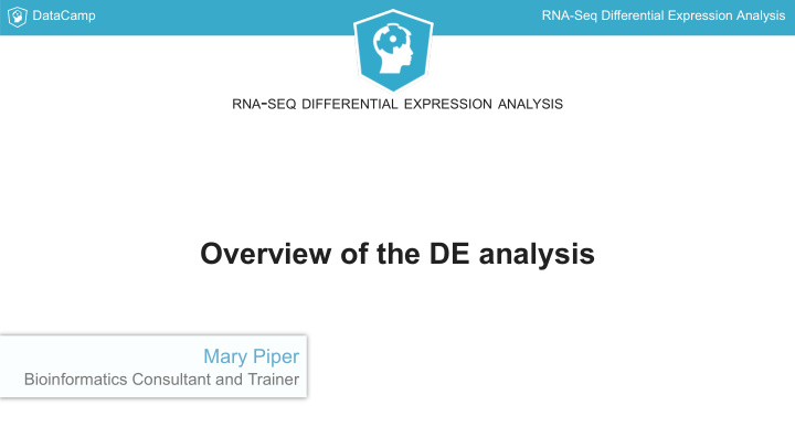 overview of the de analysis