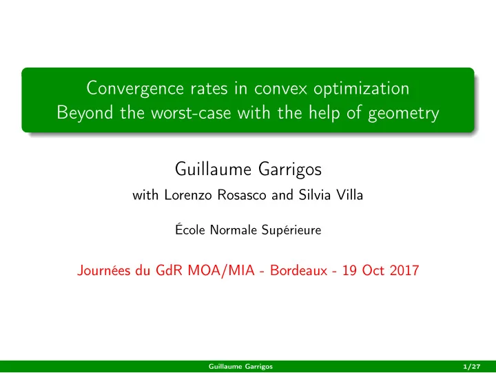 convergence rates in convex optimization beyond the worst