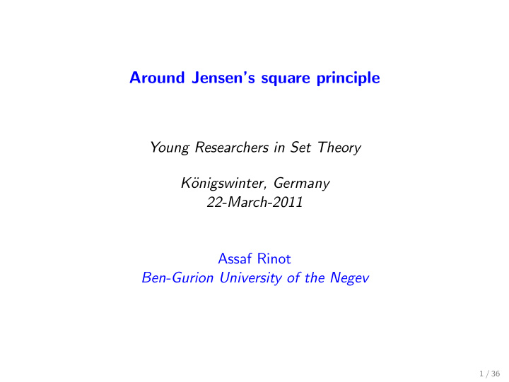 around jensen s square principle