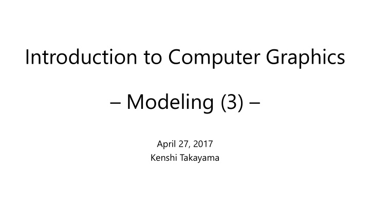 introduction to computer graphics modeling 3