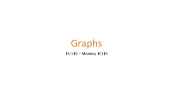 Graphs  15-110  Monday 10/19  Learning Goals  Identify core parts of graphs , including