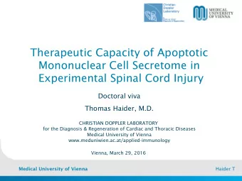 Therapeutic Capacity of Apoptotic  Mononuclear Cell Secretome in  Experimental Spinal Cord Injury