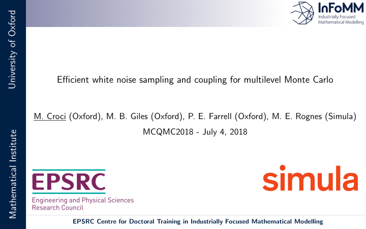 university of oxford efficient white noise sampling and