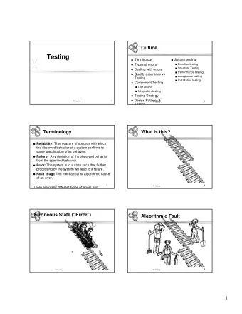 Testing  Terminology  System testing  Types of errors  Function testing  Structure