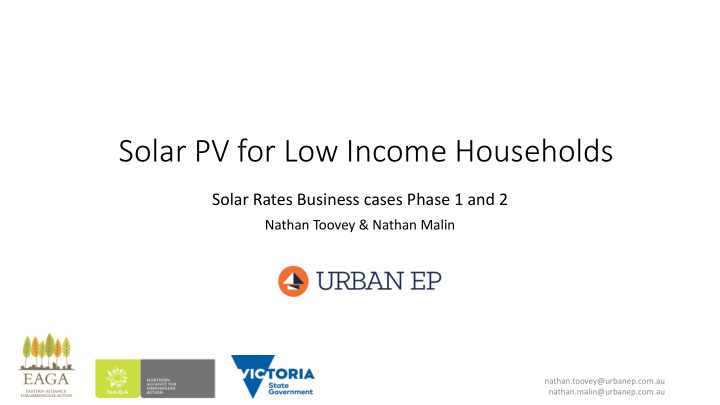 solar pv for low income households