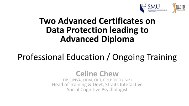 two advanced certificates on data protection leading to