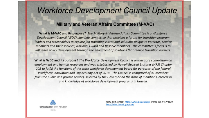 workforce development council update