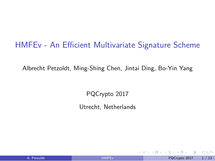 hmfev an efficient multivariate signature scheme