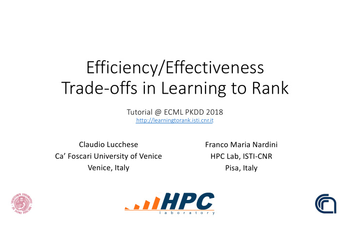 efficiency effectiveness trade offs in learning to rank