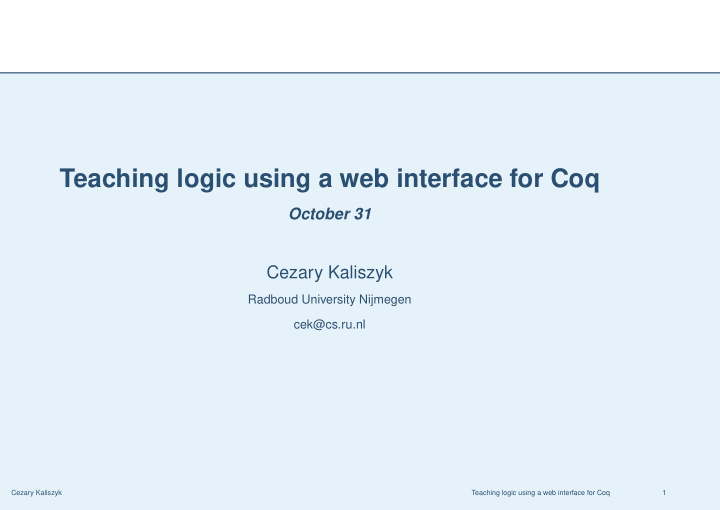 teaching logic using a web interface for coq