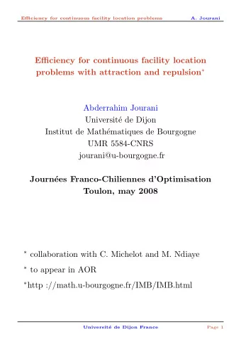 Efficiency for continuous facility location problems with attraction and repulsion   Abderrahim