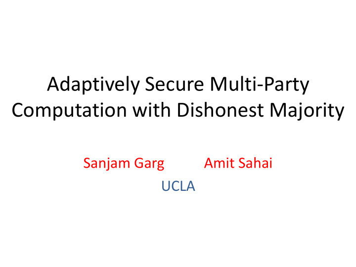 adaptively secure multi party