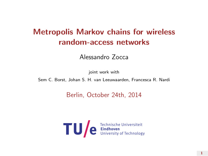 metropolis markov chains for wireless random access