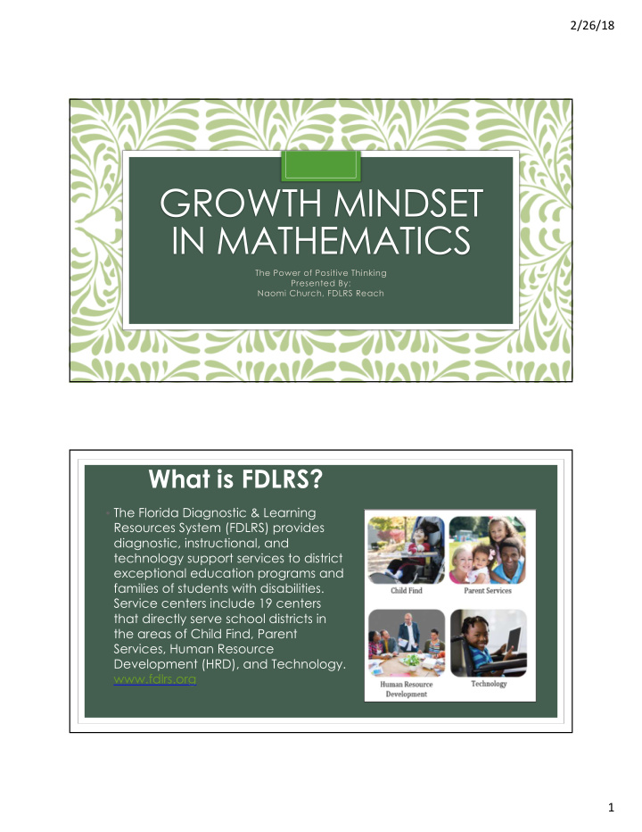 growth mindset in mathematics