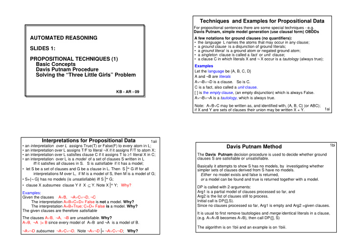 techniques and examples for propositional data