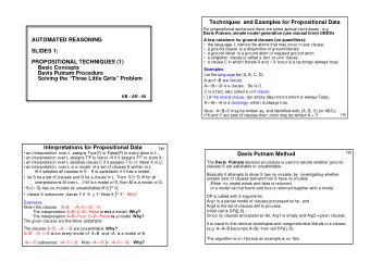 Techniques  and Examples for Propositional Data  For propositional sentences there are some special