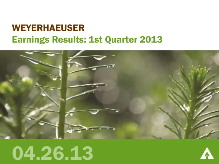earnings results 1st quarter 2013