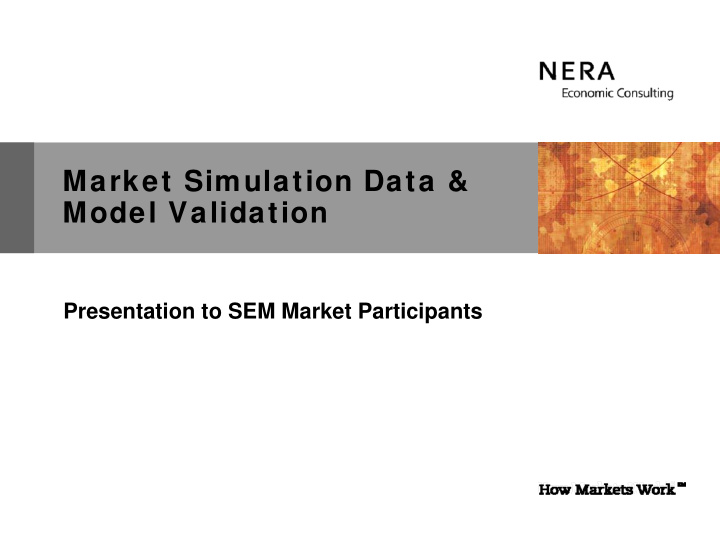 market simulation data model validation