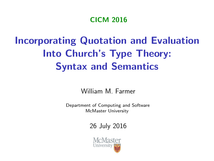 incorporating quotation and evaluation into church s type