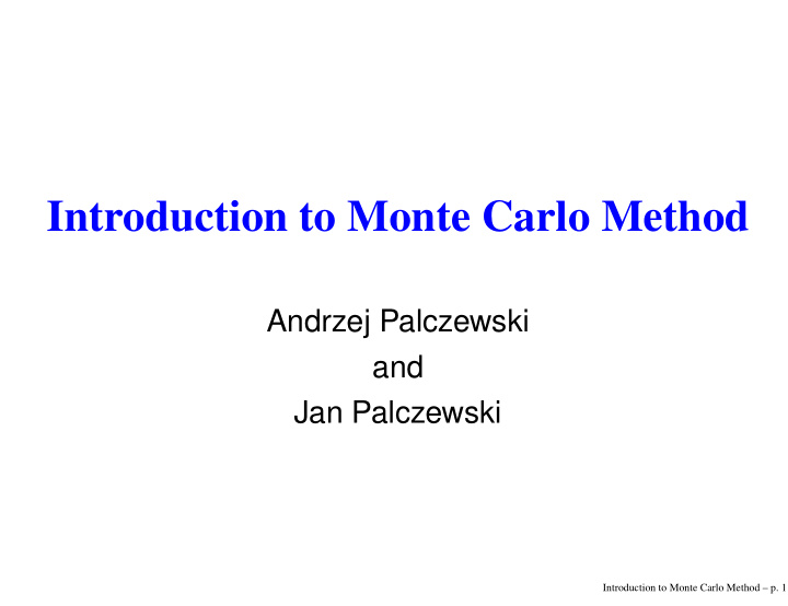 introduction to monte carlo method