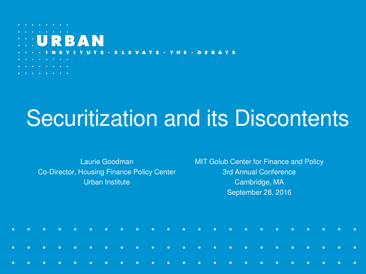 securitization and its discontents