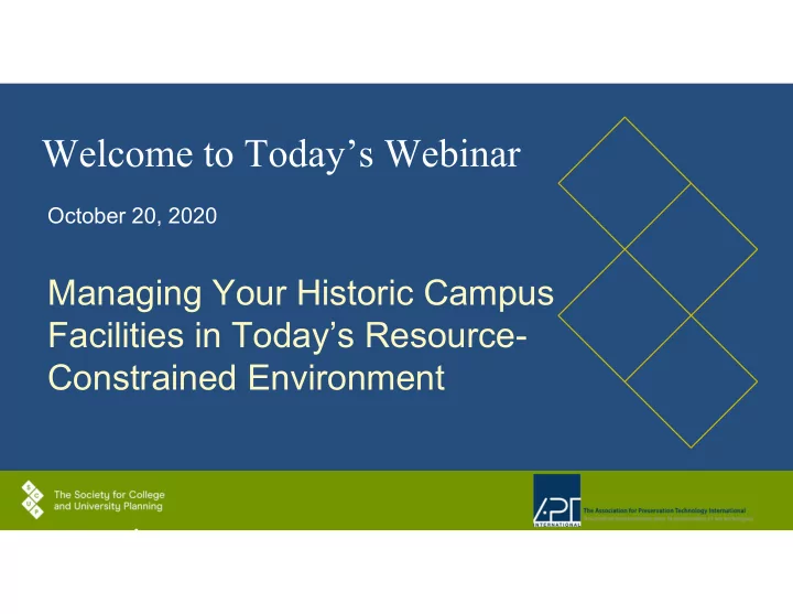 welcome to today s webinar