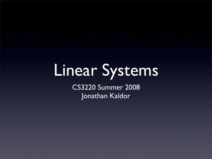 linear systems