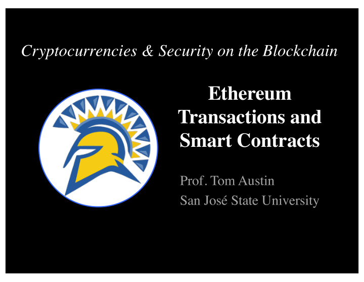 ethereum transactions and smart contracts