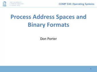 Process Address Spaces and  Binary Formats  Don Porter  1  COMP 530: Operating Systems  Background