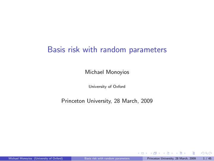 basis risk with random parameters