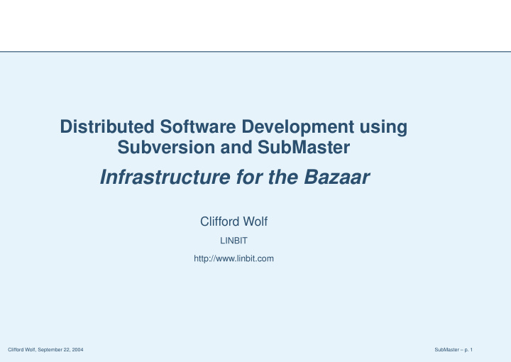 infrastructure for the bazaar