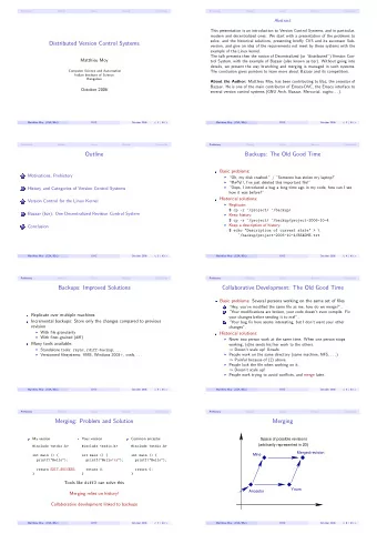 Distributed Version Control Systems  version, and give an idea of the requirements not meet by