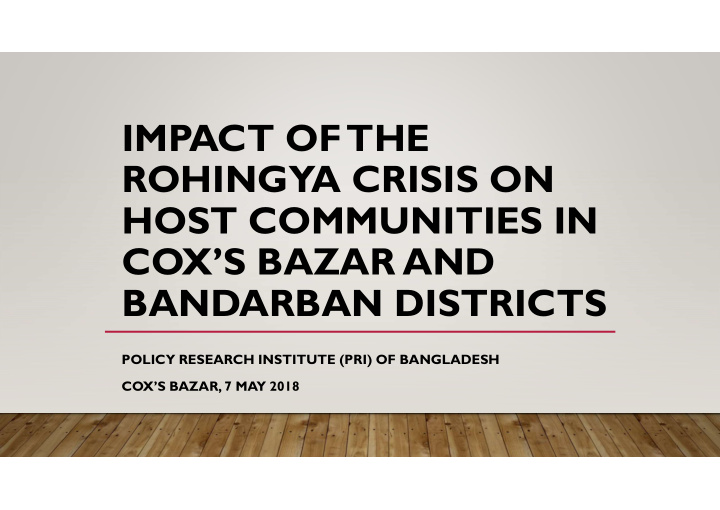 impact of the rohingya crisis on host communities in cox