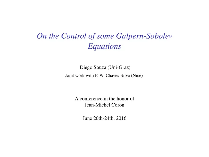 on the control of some galpern sobolev equations