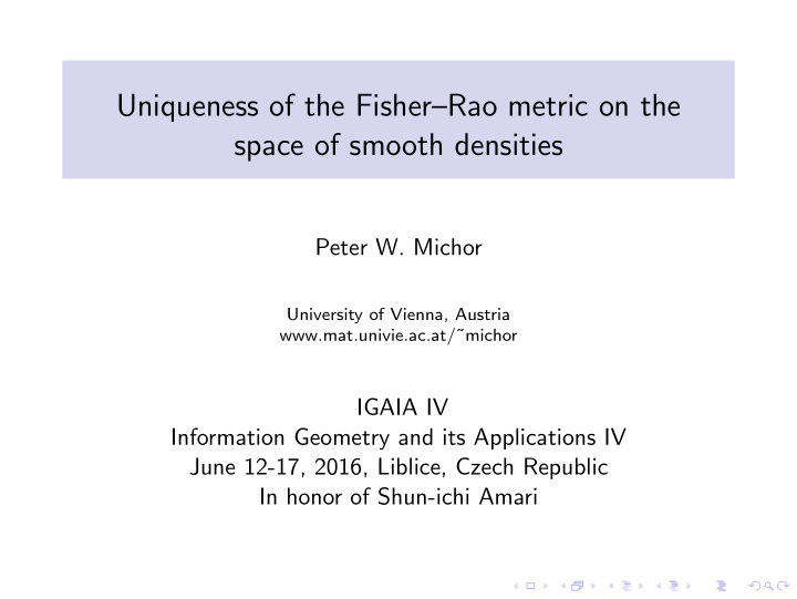 uniqueness of the fisher rao metric on the space of